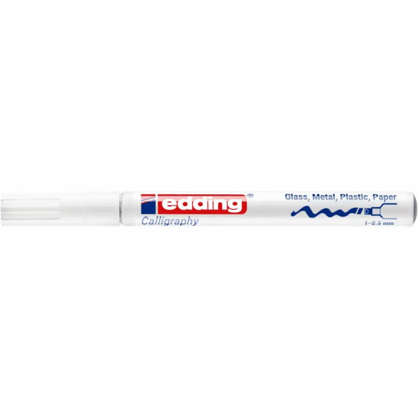 Marker cu vopsea Edding 753, vârf caligrafic, 1-2.5 mm, alb