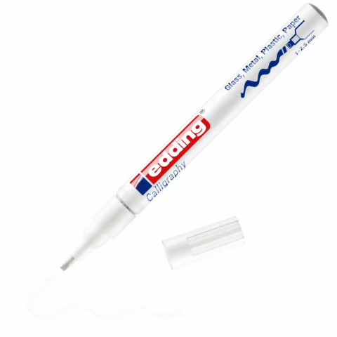 Marker cu vopsea Edding 753, vârf caligrafic, 1-2.5 mm, alb