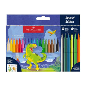 Set carioci 18+6 culori Dinozauri Faber-Castell