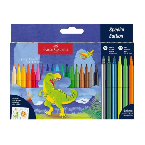 Set carioci 18+6 culori Dinozauri Faber-Castell