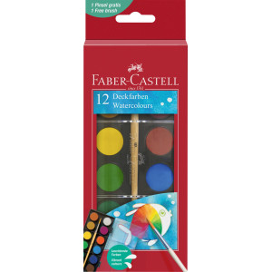 Acuarele 12 culori 24 mm + pensula FABER-CASTELL