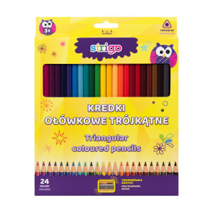 Creioane colorate Strigo, 24 culori, cu ascuțitoare