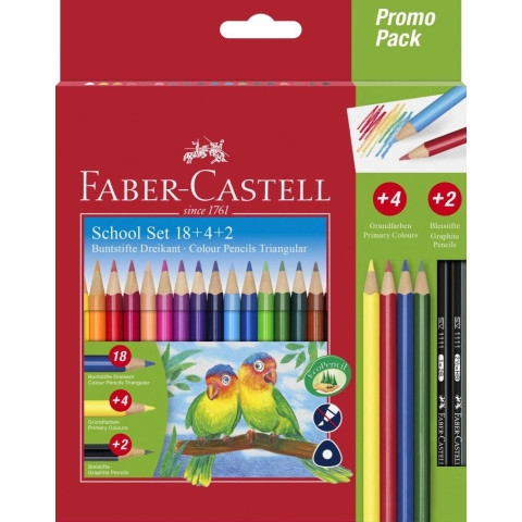 Creioane colorate triunghiulare Faber-Castell 18+4+2