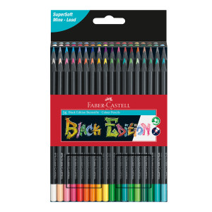 Creioane colorate triunghiulare cutie carton 36 culori Black Edition Faber Castell