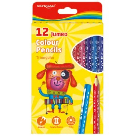 Creioane Lungi 12 Culori KEYROAD Jumbo, Triunghiulare, KR971349