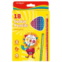 Creioane Lungi 18 Culori KEYROAD, Triunghiulare, KR971275