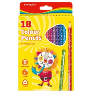 Creioane Lungi 18 Culori KEYROAD, Triunghiulare, KR971275