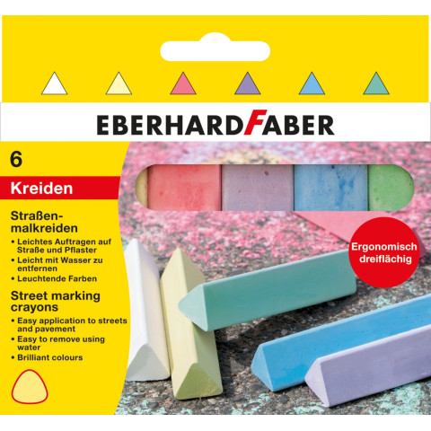 Cretă 6 culori triunghiulare desen asfalt Eberhard Faber