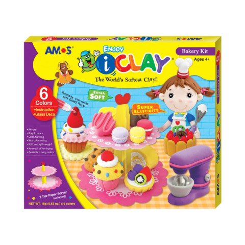 Set Plastilină Bakery iClay IC18P6BK 6 culorix18g/set + accesorii Amos