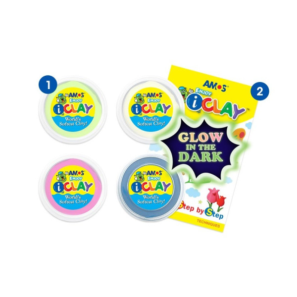 Set Plastilină iClay  IC18P4S 4 cutiix18g/set+ accesorii  Culori Neon Amos