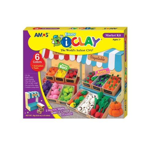 Set Plastilină iClay 6 culorix18g cu accesorii MarketKit IC18P6MK Amos