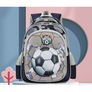 Ghiozdan clasa pregatitoare, 3 fermoare, Minge fotbal