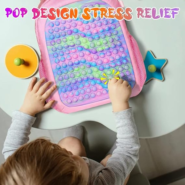 Ghiozdan cu insertie silicon Pop-it roz, 1 fermoar