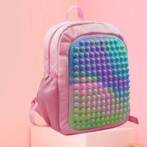 Ghiozdan cu insertie silicon Pop-it roz, 1 fermoar