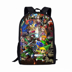 Ghiozdan scoala, 1 fermoar dublu, Zelda world