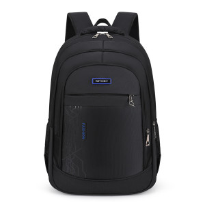 Rucsac Sport  Fashion negru cu detaliu albastru, 3 fermoare