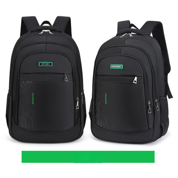 Rucsac Sport  Fashion negru cu detaliu verde, 3 fermoare