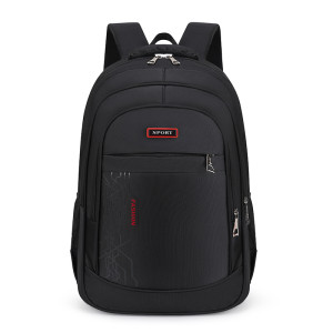 Rucsac Sport  Fashion negru cu detaliu rosu, 3 fermoare