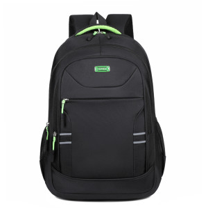 Rucsac Sport 3 fermoare,  negru cu accesorii verzi