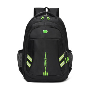 Rucsac Sport 3 fermoare,  negru cu garnitura verde