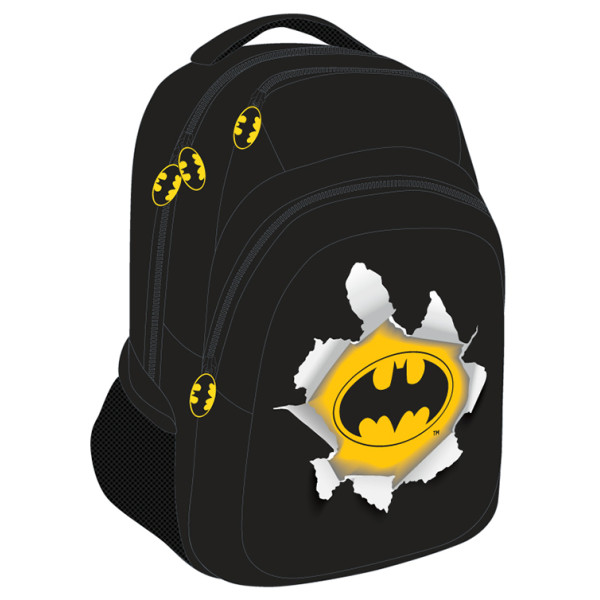 Ghiozdan Școlar BATMAN Negru Bat 3fermoare 45HX32X14cm