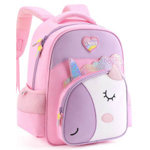 Ghiozdan Pregătitoare FUNTASY UNICORN Roz Mov 4fermoare 38.5HX30X18cm