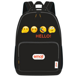 Ghiozdan Teens EMOJI CLASIC Negru HELLO 2fermoare 42HX30X14cm