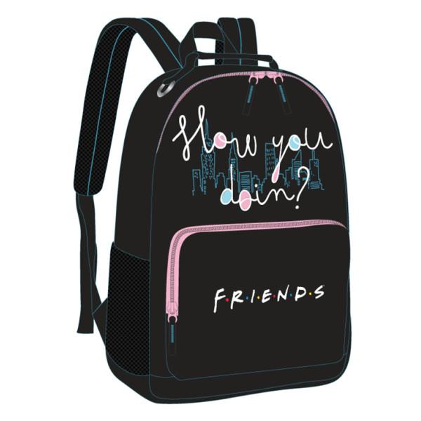 Ghiozdan Teens FRIENDS Negru How you doin 2fermoare 42HX30X14cm