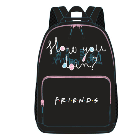 Ghiozdan Teens FRIENDS Negru How you doin 2fermoare 42HX30X14cm