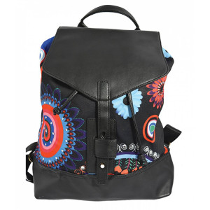 Rucsac Vintage Piele Oxigen Negru Roșu