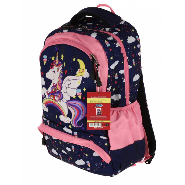 Ghiozdan UNICORN SF 4F 39Hx29x13cm 0.8Kg Bleu/ Mov