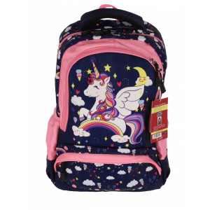 Ghiozdan UNICORN SF 4F 39Hx29x13cm 0.8Kg Bleu/ Mov