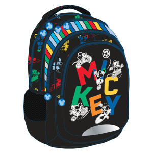 Ghiozdan Școlar MICKEY MOUSE Negru Sporturi 3fermoare 46HX32X12cm