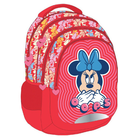 Ghiozdan Școlar MINNIE MOUSE Roșu Oops 3fermoare 46HX32X12cm