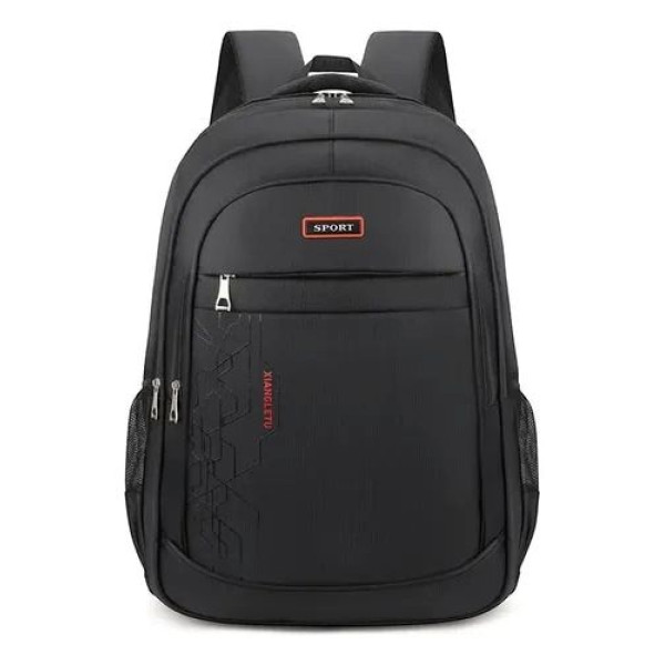 Rucsac Sport  Fashion negru cu detaliu albastru, 3 fermoare