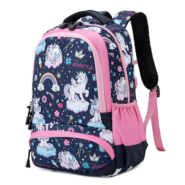 Ghiozdan Pregătitoare UNICORN Bleumarin 3fermoare 38HX29X13cm