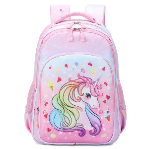 Ghiozdan Pregătitoare UNICORN Roz 3fermoare 38HX29X13cm