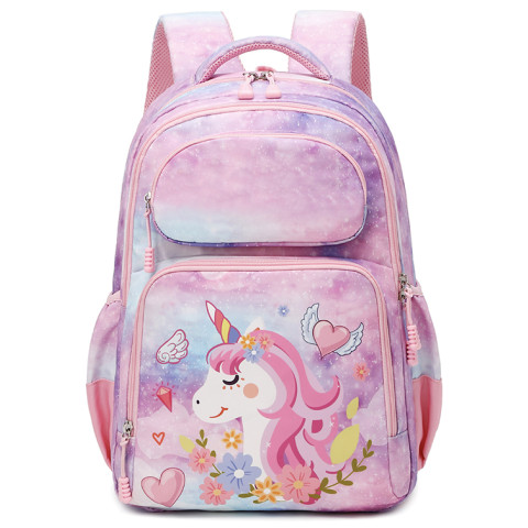 Ghiozdan Pregătitoare UNICORN Roz 3fermoare 38HX29X13cm