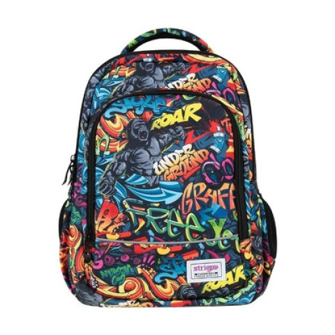 Ghiozdan multicolor cu trei compartimente, schoolbag misty, Strigo