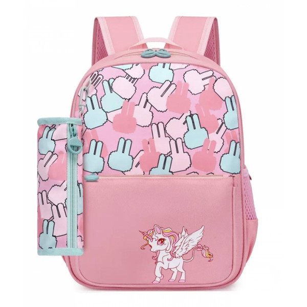 Ghiozdan Prescolari, Schoolfriendly, 2 Fermoare, 35Hx26x13cm, Albastru/Roz