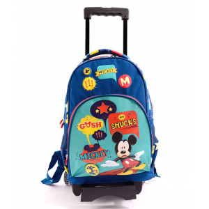 Ghiozdan troler Mickey Mouse Clasele 1-4, Albastru/Verde