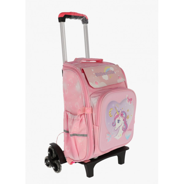 Troller SF Pregatitoare Roz 2fermoare 39Hx31x15cm 6 roti