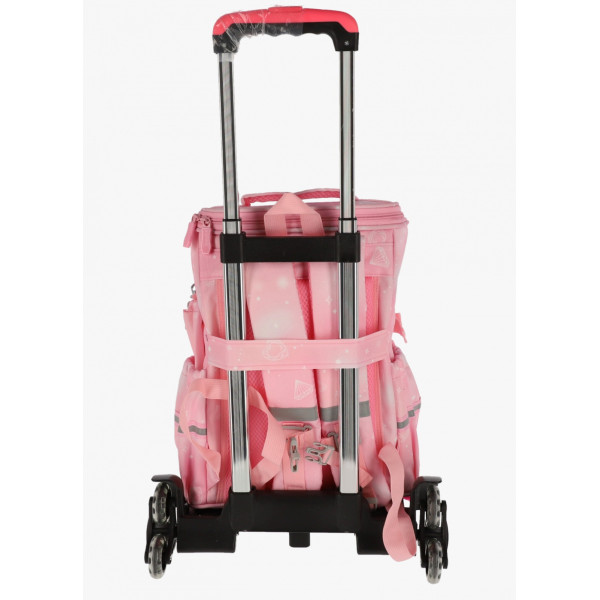 Troller SF Pregatitoare Roz 2fermoare 39Hx31x15cm 6 roti