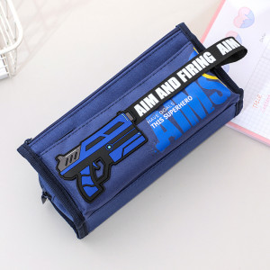 Penar textil neechipat Guns blue,3 fermoare
