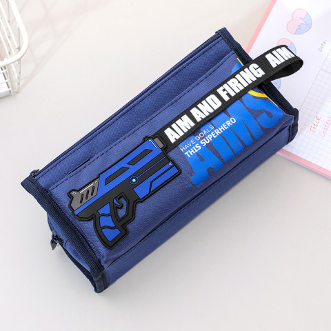 Penar textil neechipat Guns blue,3 fermoare