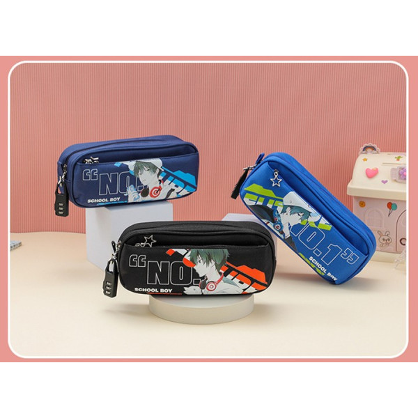 Penar textil neechipat School boy blue, 2 fermoare