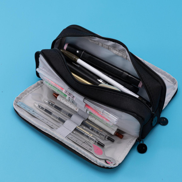 Penar textil neechipat organizator negru, 3 fermoare