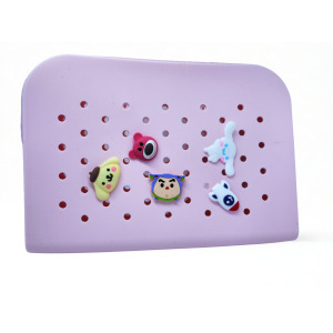 Penar siliconic mare cu charm-uri, roz