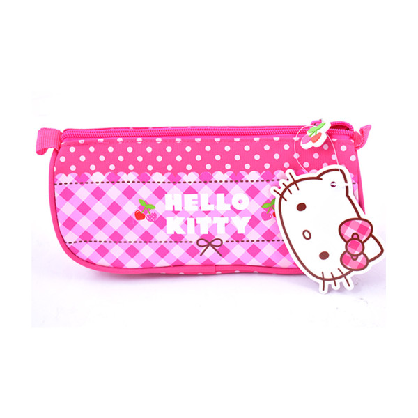 Penar etui triunghiular Hello Kitty roz buline