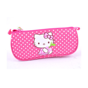 Penar etui triunghiular Hello Kitty roz buline